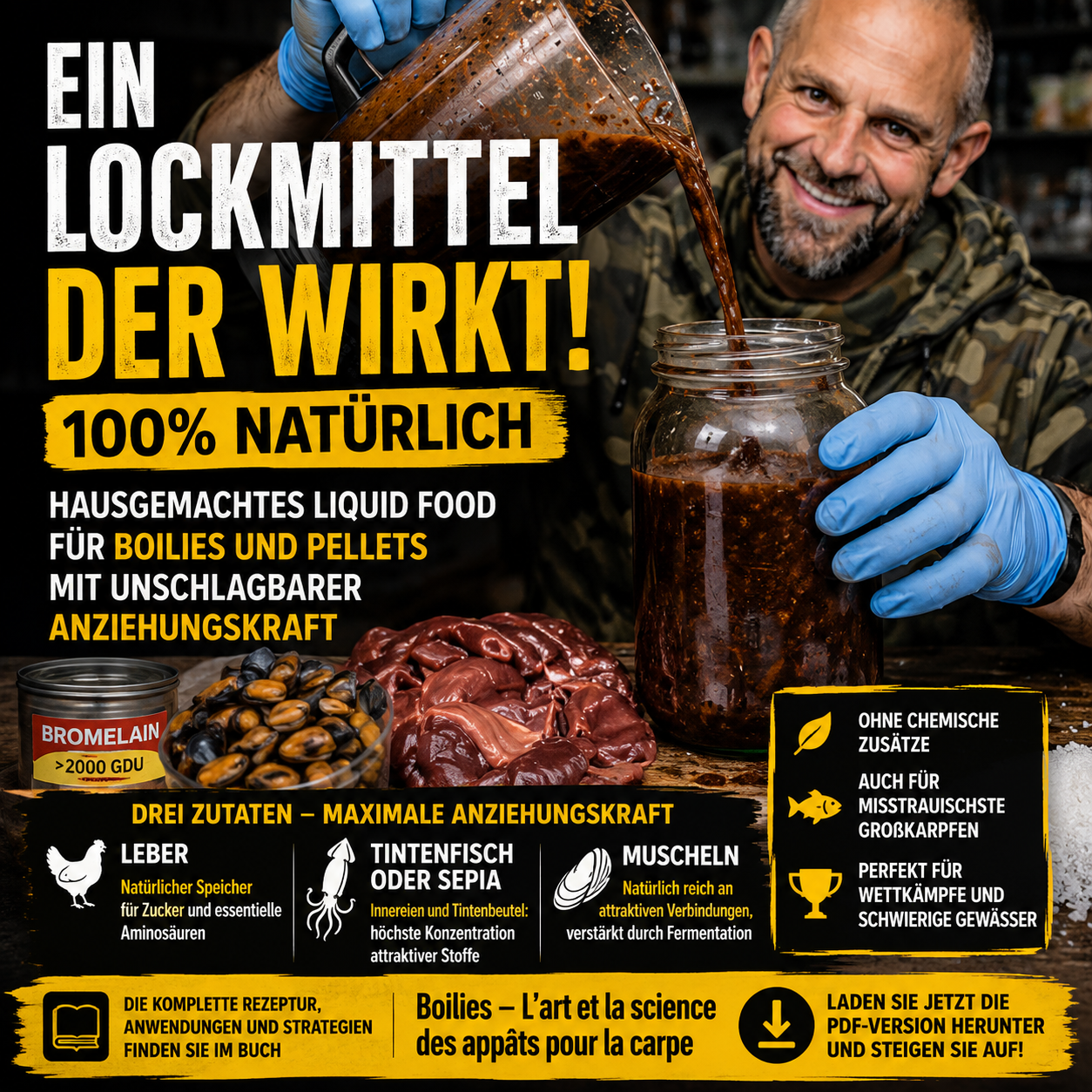 Das attraktivste Liquid Food für Karpfen? Hausgemachtes Rezept mit Leber, Muscheln und Tintenfisch