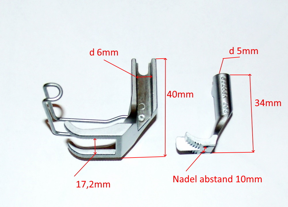KP269N Gehfuß Für Durkopp Adler Nähmaschinen - Schmal 6mm Breite