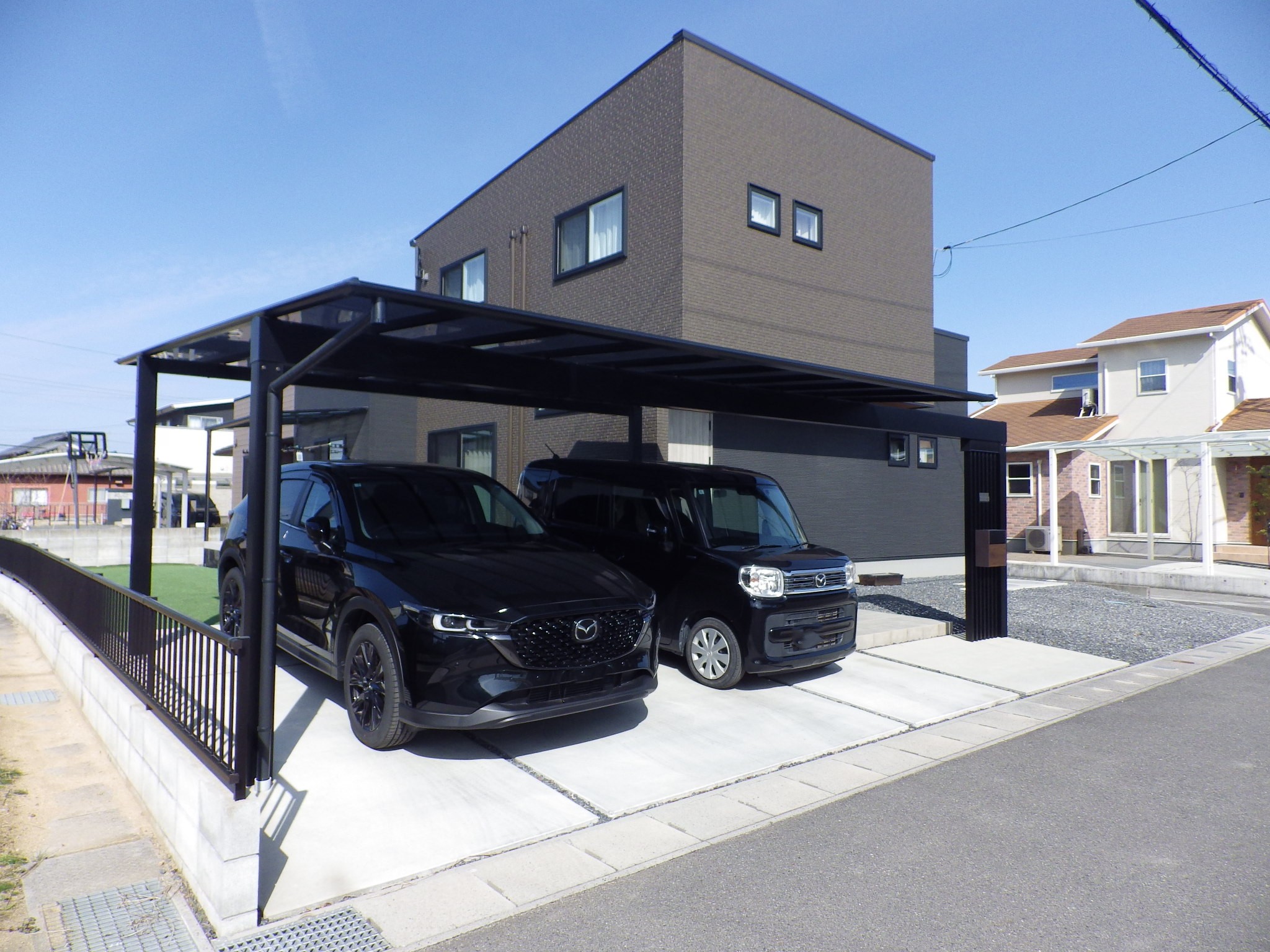 外構　エクステリア　カーポート　ブロック　フェンス　瀬戸内市