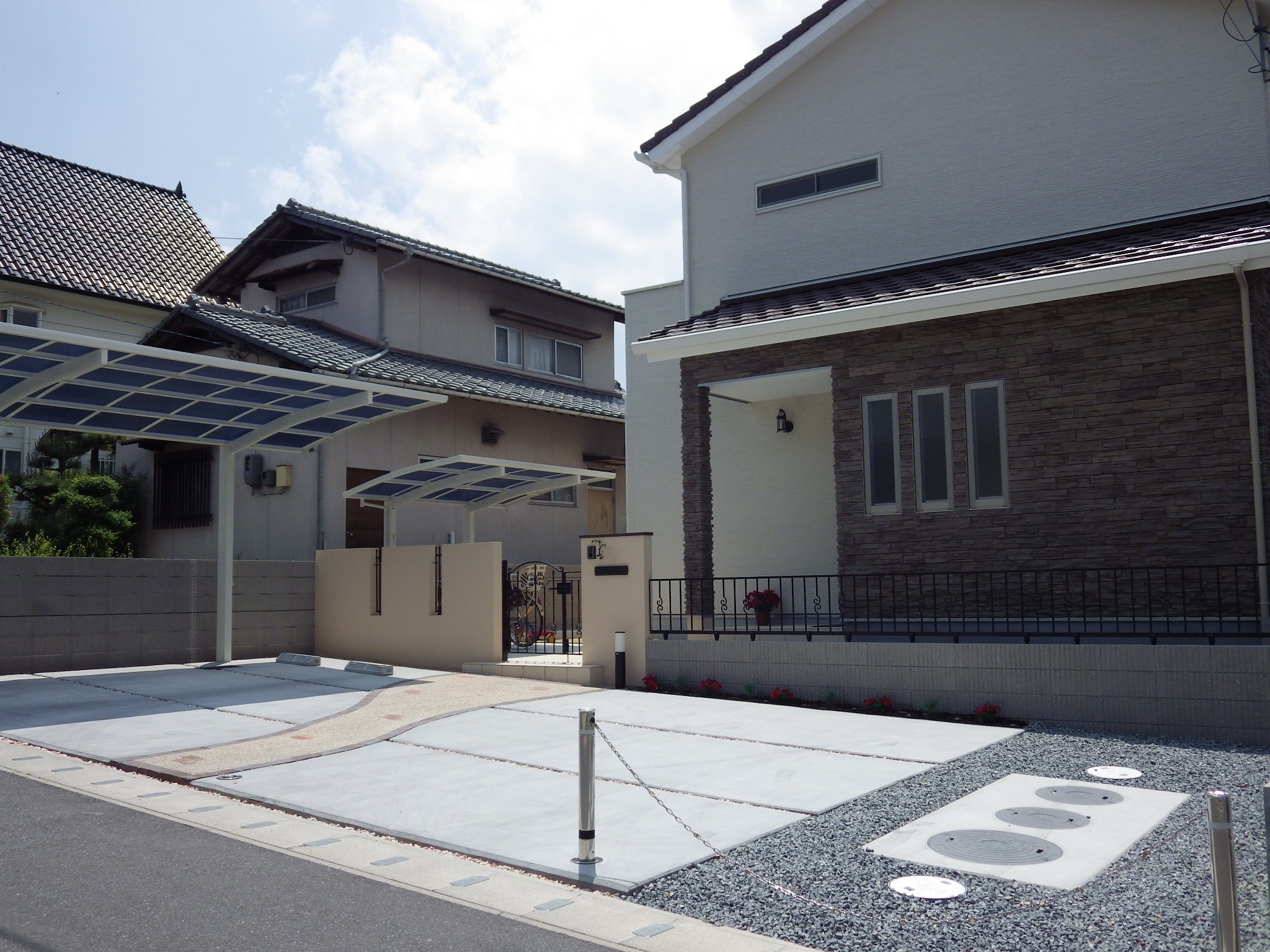外構　エクステリア　カーポート　ブロック塀　フェンス　アイアン　倉敷市
