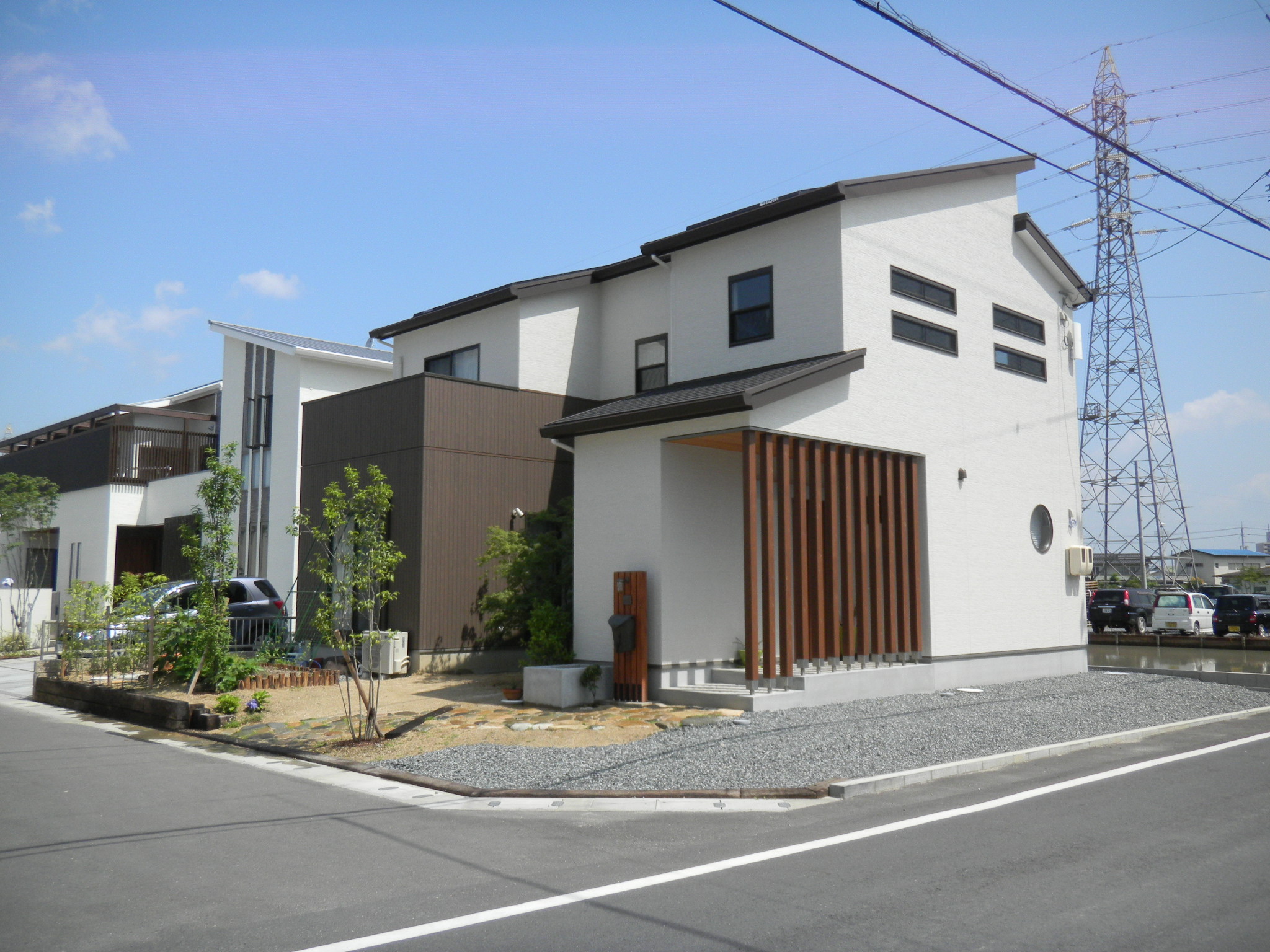外構　エクステリア　和風庭　石張り　枕木　岡山市