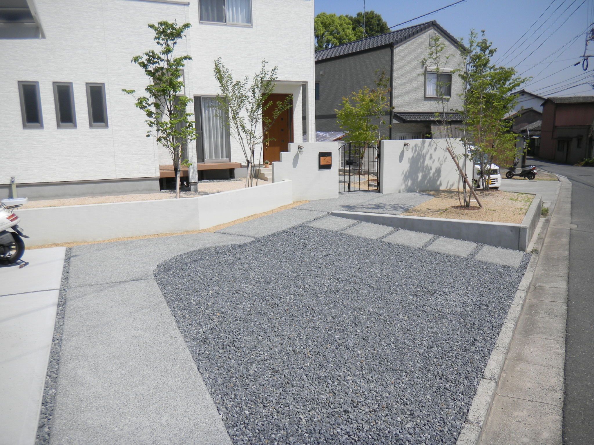 外構　エクステリア　ブロック塀　照明　洗出し　倉敷市