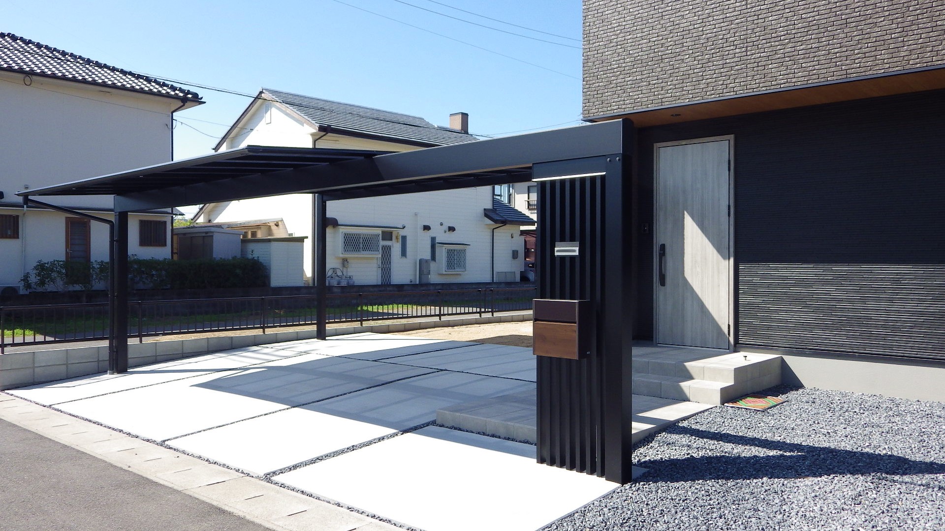 外構　エクステリア　カーポート　ブロック　フェンス　瀬戸内市