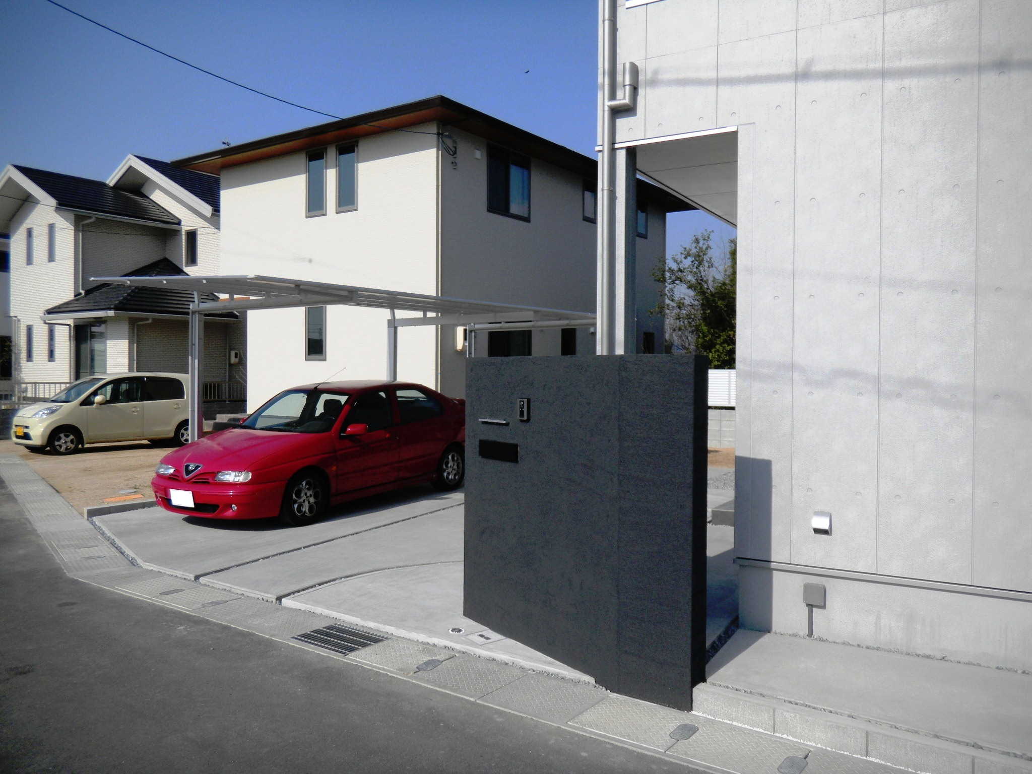 外構　エクステリア　カーポート　ブロック塀　岡山市