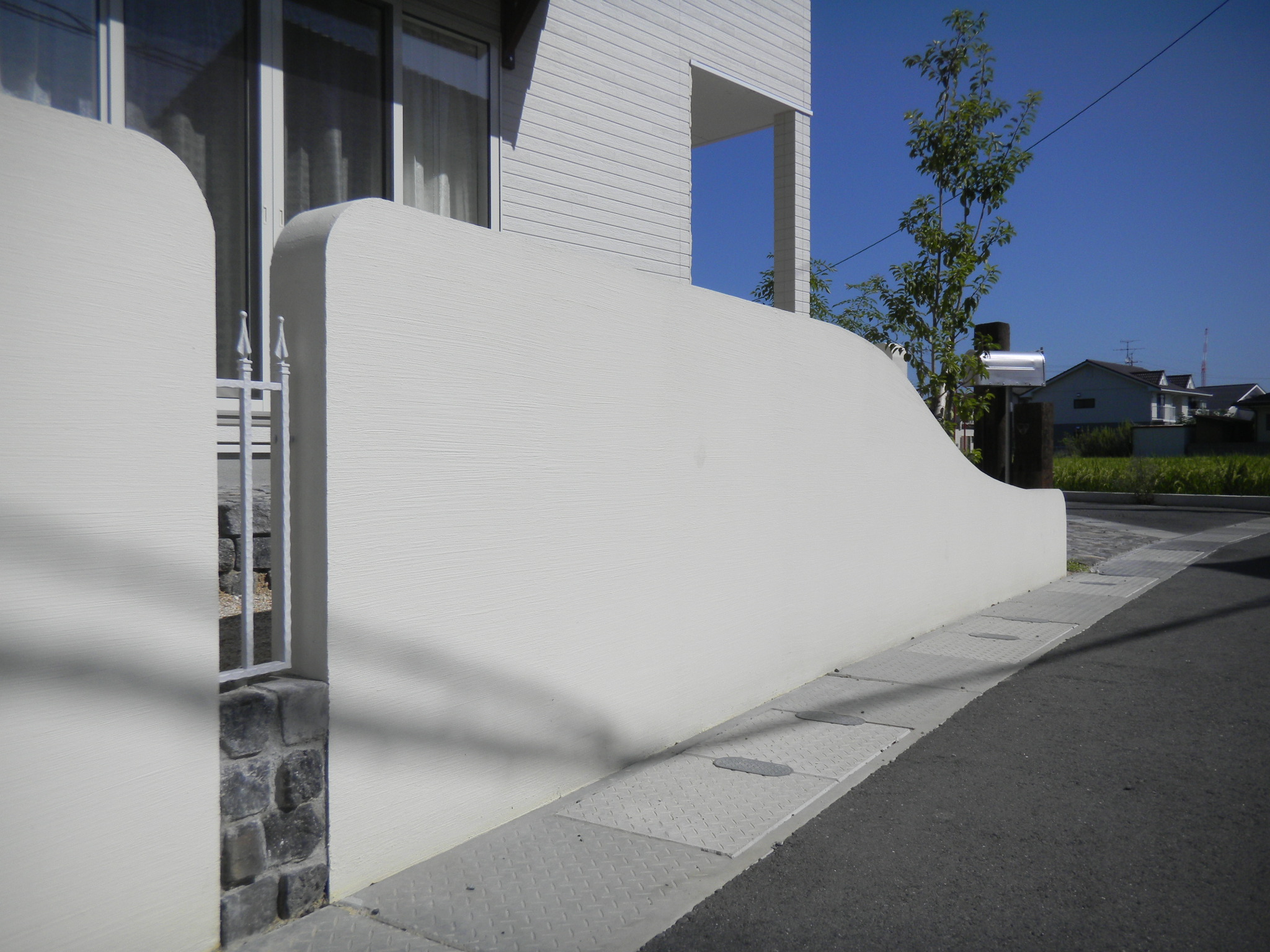 外構　エクステリア　ブロック塀　枕木　耐火レンガ　岡山市