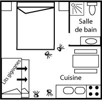 Floor plan of T1 Bungalow No.4 – Le Cardinal des Grands Bleus, Saint-Leu