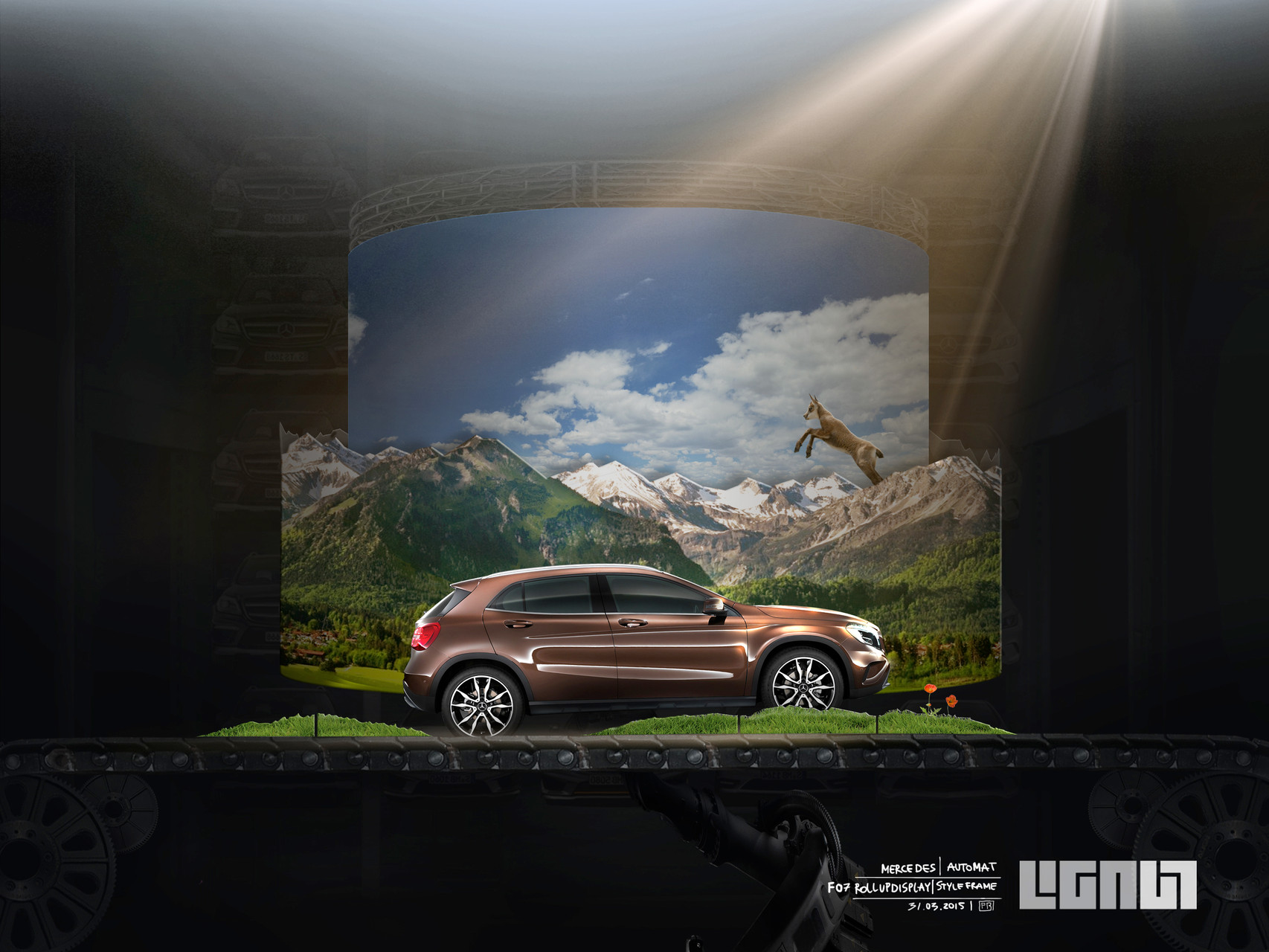 Mercedes Benz Roadshow_Styleframe RollupDisplay_mountains - Peter Bartels