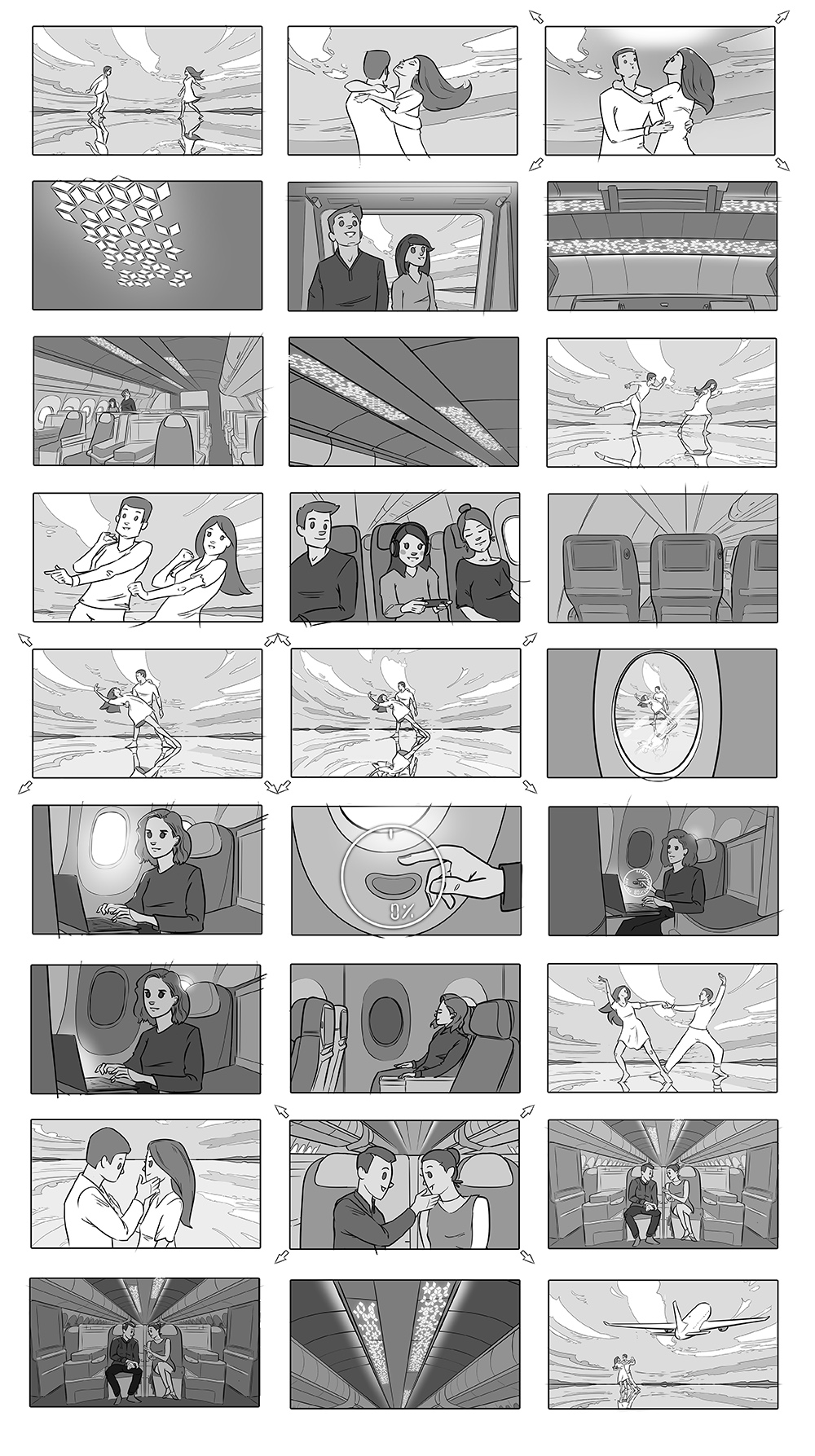 Professionelles Werbe-Storyboard für BLYNK Hamburg – Storytelling & Visualisierung von Peter Bartels – Farbige Storyboard-Panels für TV-Spots