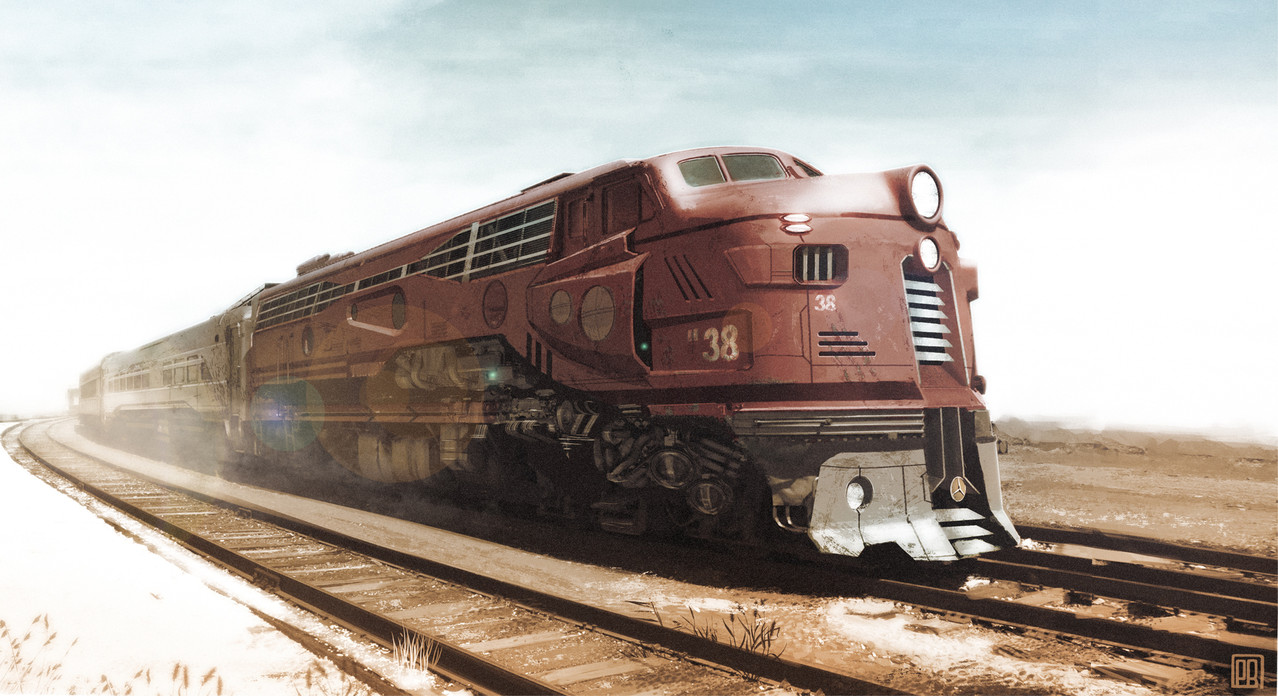 Train in Retro Future Design - Peter Bartels- Illustration - Concept Art