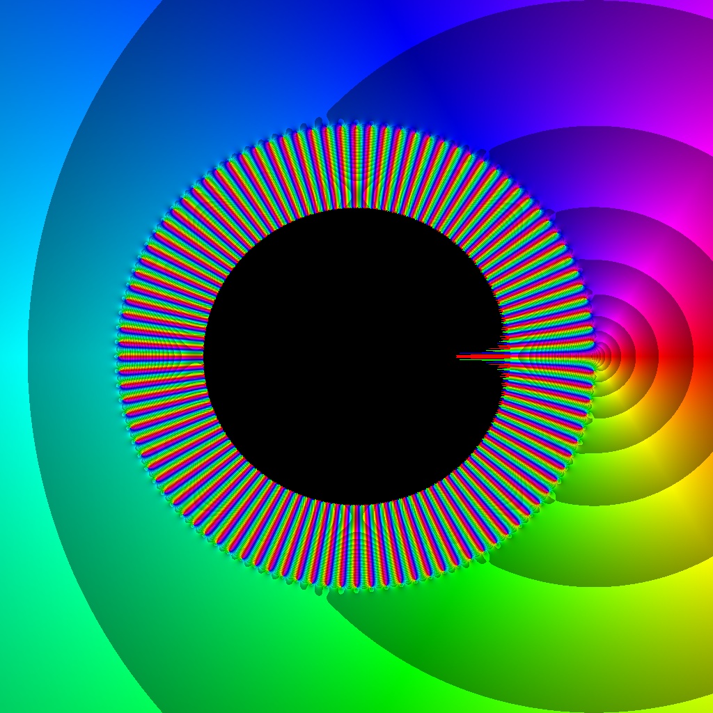 Phase Plot f(z)=nsum 1 div z^n, n=100, B=[-1.5, 1.5]x[-1.5, 1.5], Typ=2