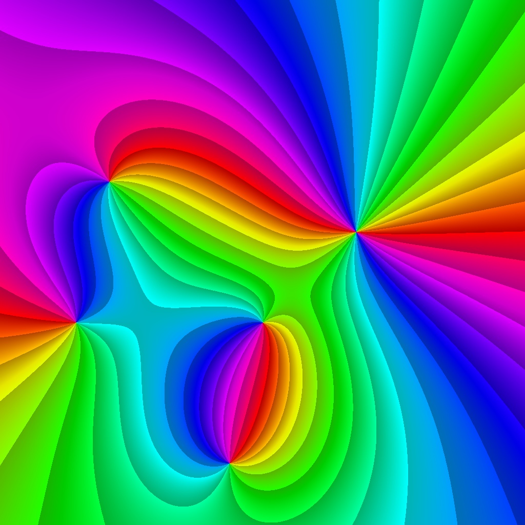 Phase Plot, f(z)=(z²-1)(z-2-i)² / (z²+2+2i), Typ 1