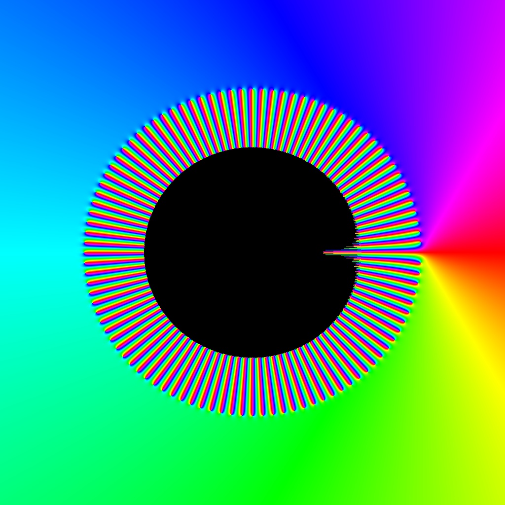 Phase Plot f(z)=nsum 1 div z^n, n=100, B=[-1.5, 1.5]x[-1.5, 1.5], Typ=0