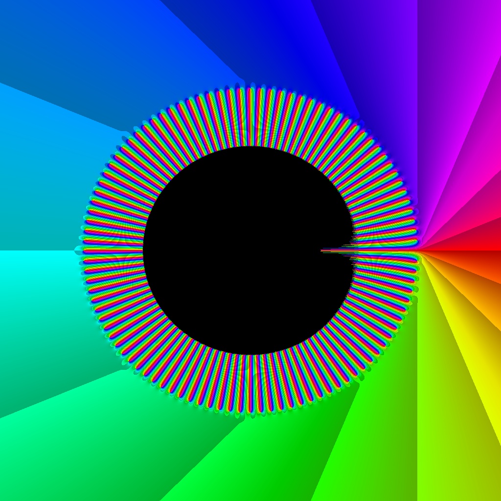 Phase Plot f(z)=nsum 1 div z^n, n=100, B=[-1.5, 1.5]x[-1.5, 1.5], Typ=1