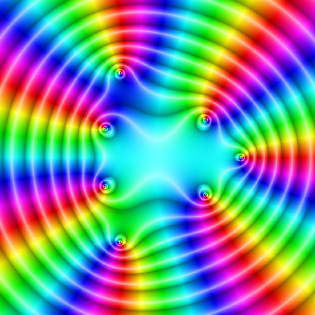 Phase Plot, f(z)=z<sup>7</sup>-4z<sup>4</sup>+4z<sup>2</sup>-7, Typ=4