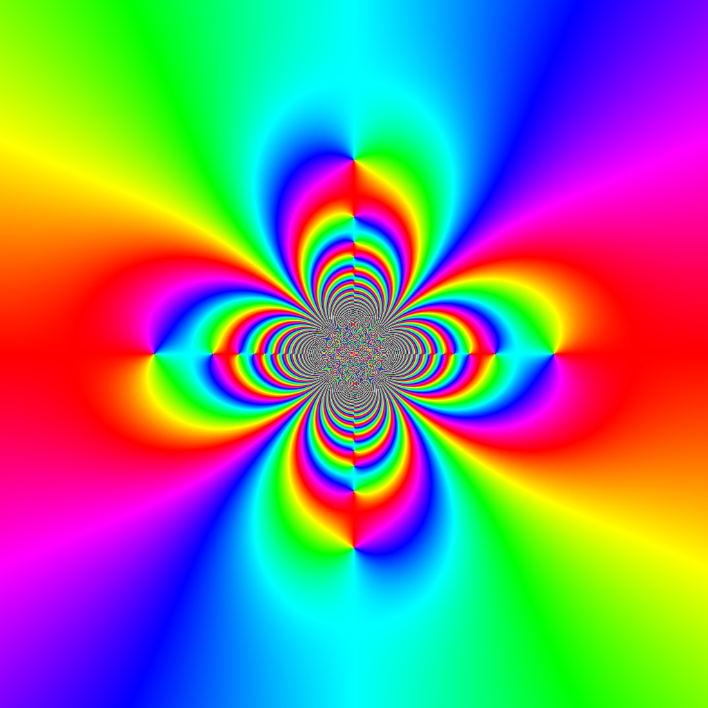 Phase Plot, f(z)=sin(1 div z²), Typ=0, B=[-1, 1]x[-1, 1]