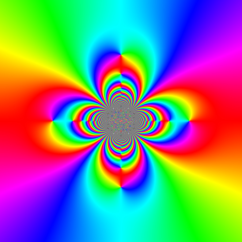 Phase Plot, f(z)=sin(1 div z²), Typ=0, B=[-1, 1]x[-1, 1]