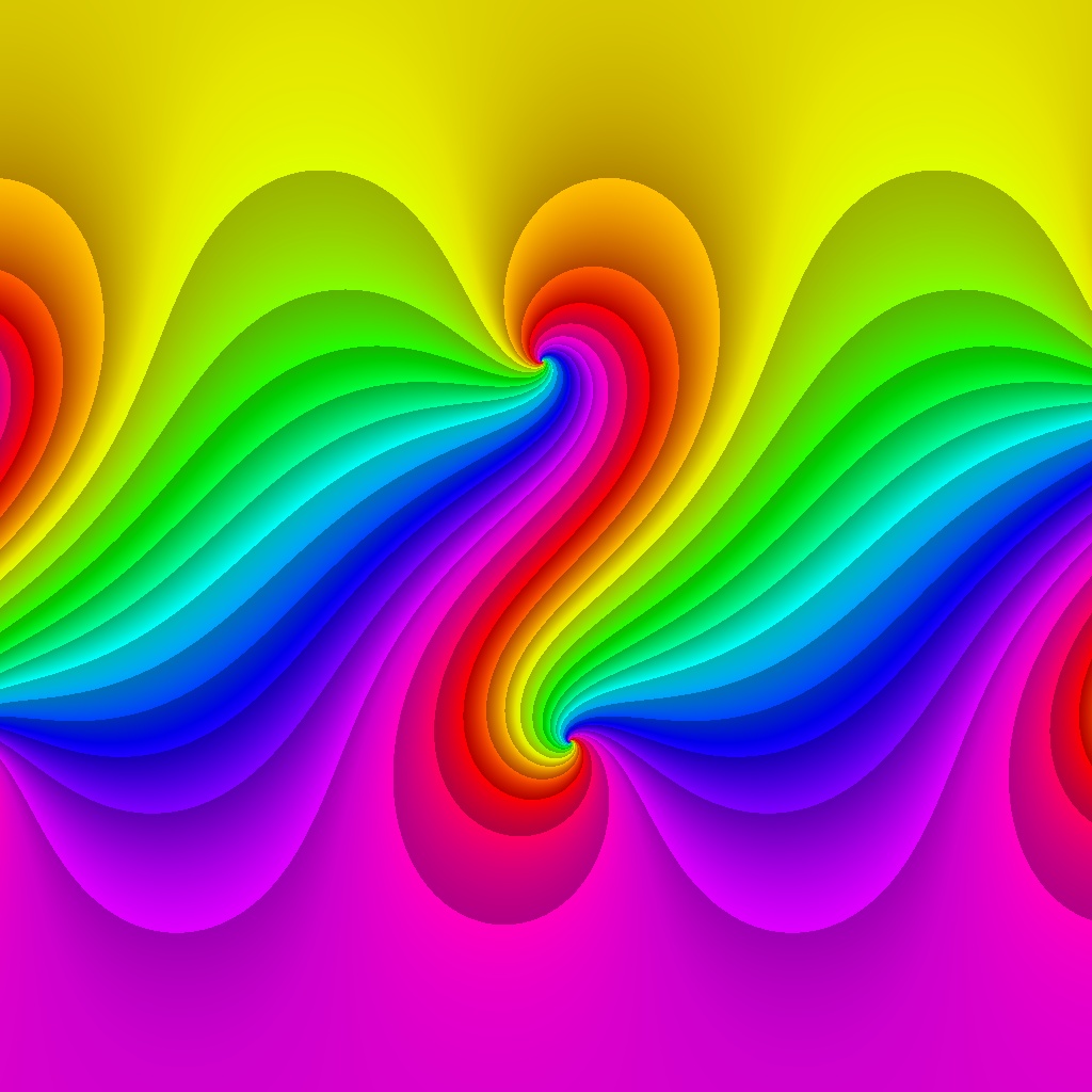 Phase Plot, f(z)=sin(z-1) div sin(z+2+2i), Typ=1