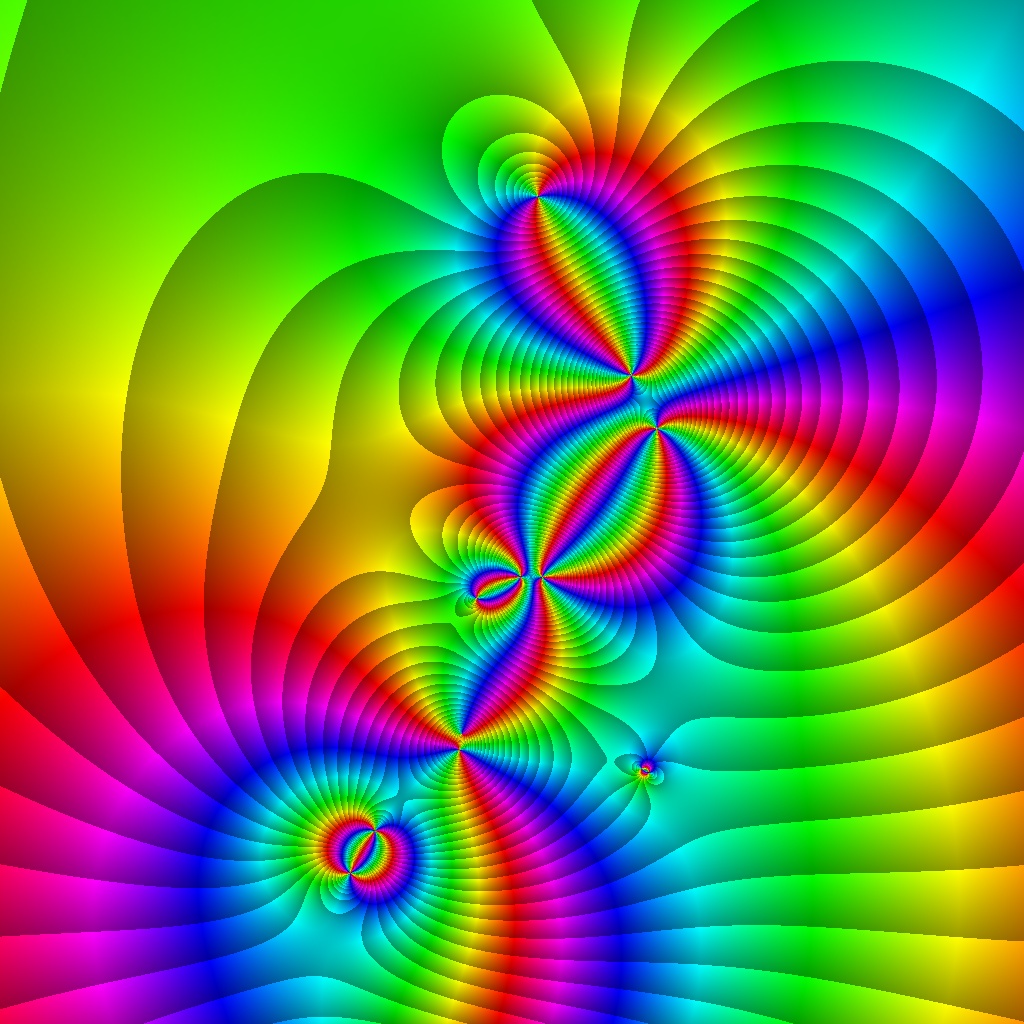 Blaschke-Produkt m=3, zeta=random, r=4, nmax=7, B=[-2, 2]x[-3, 1]