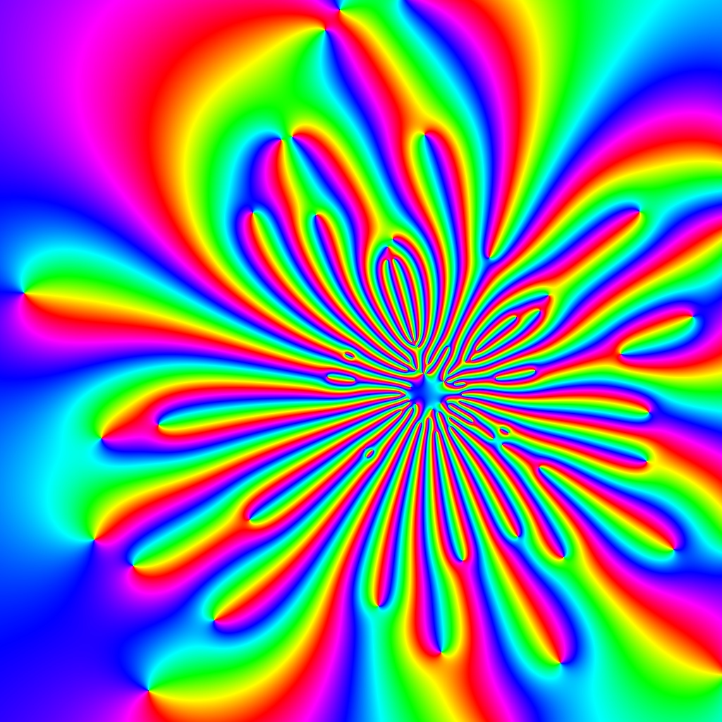 Blaschke-Produkt m=1, zeta=random, r=5, nmax=50, B=[-4, 4]x[-4,4]