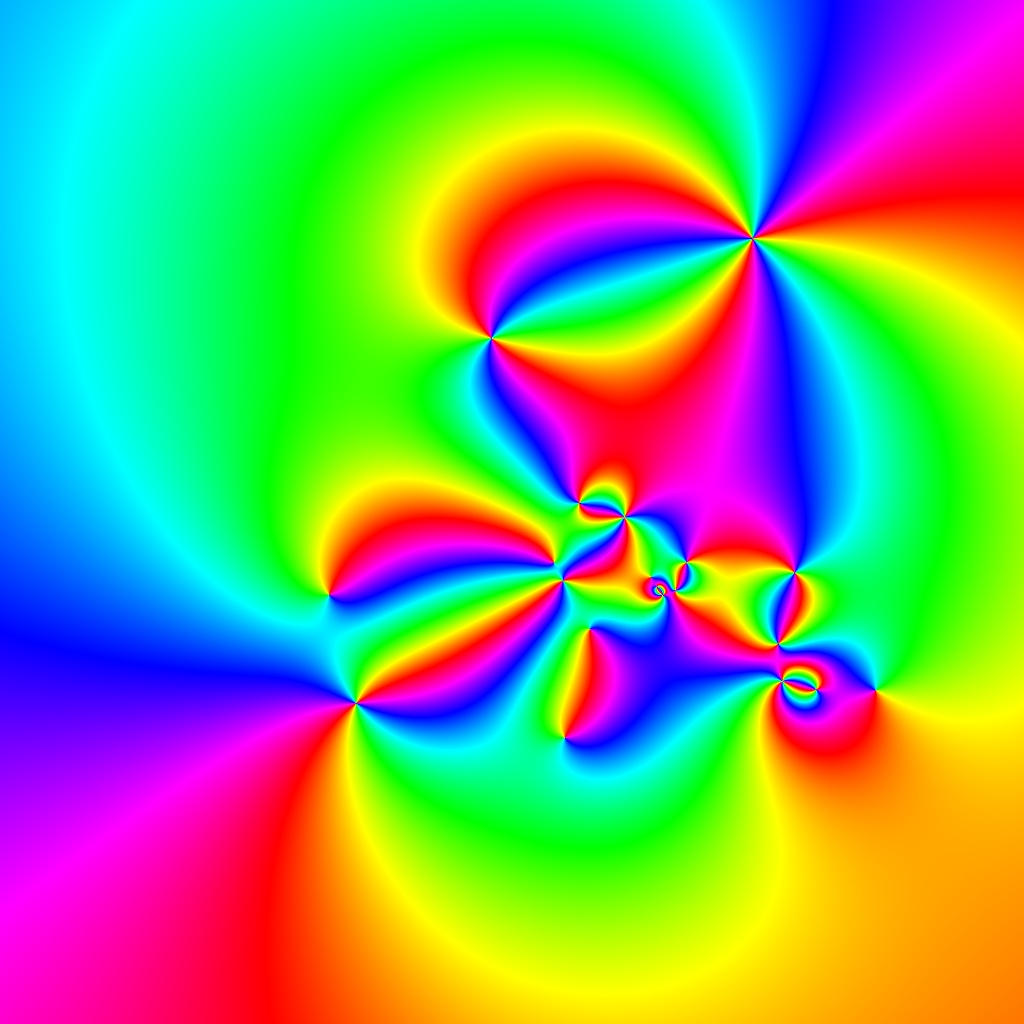 Blaschke-Produkt m=3, zeta=random, r=4, nmax=5, B=[-4, 4]x[-4,4]