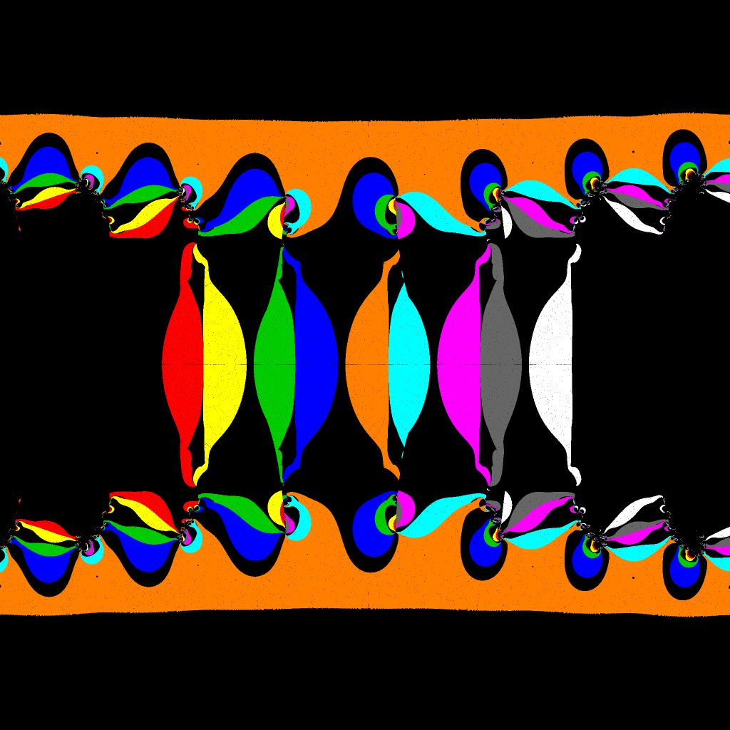 Basins of Attraction sin(z)=0 Kanwar-Sharma-Verfahren, B=[-25, 25]x[-25, 25], z1=(-1, 0), alpha=120