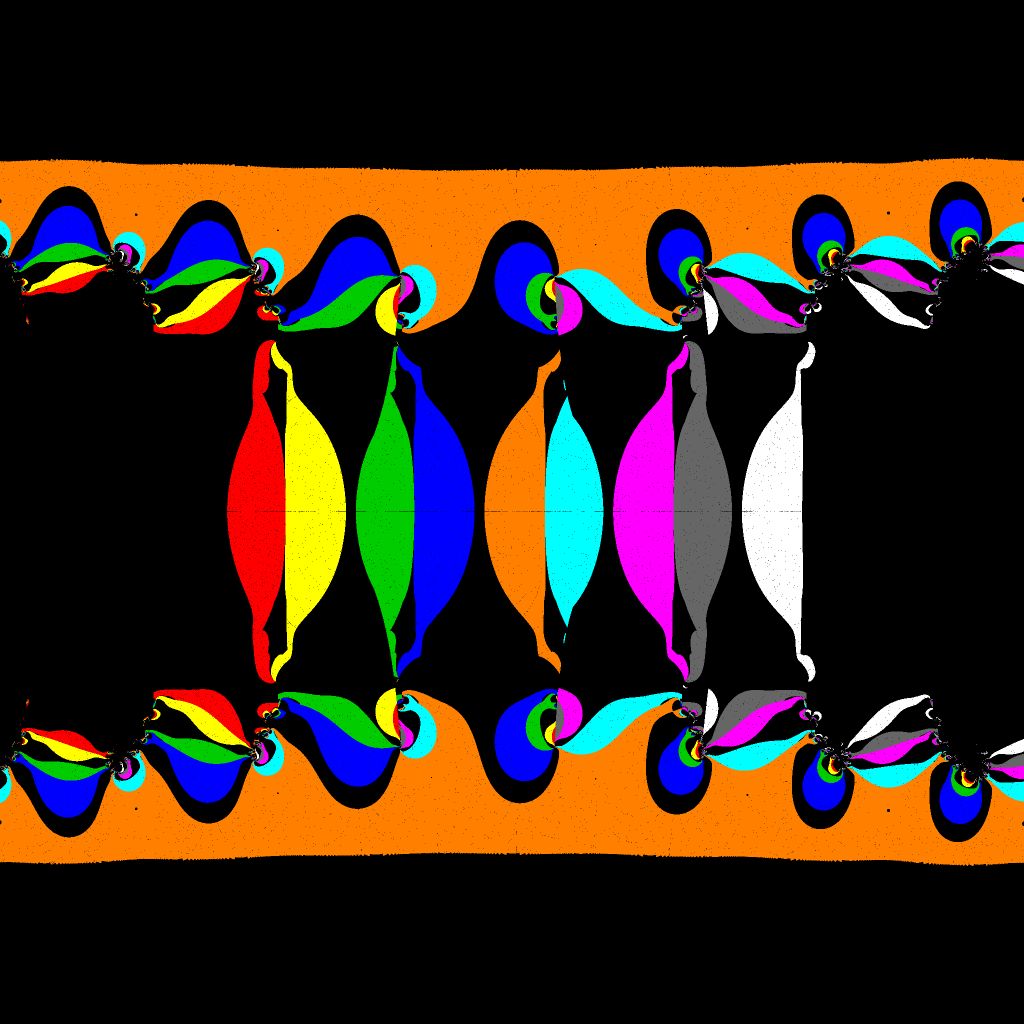 Basins of Attraction sin(z)=0 Kanwar-Sharma-Verfahren, B=[-25, 25]x[-25, 25], z1=(-1, 0), alpha=120