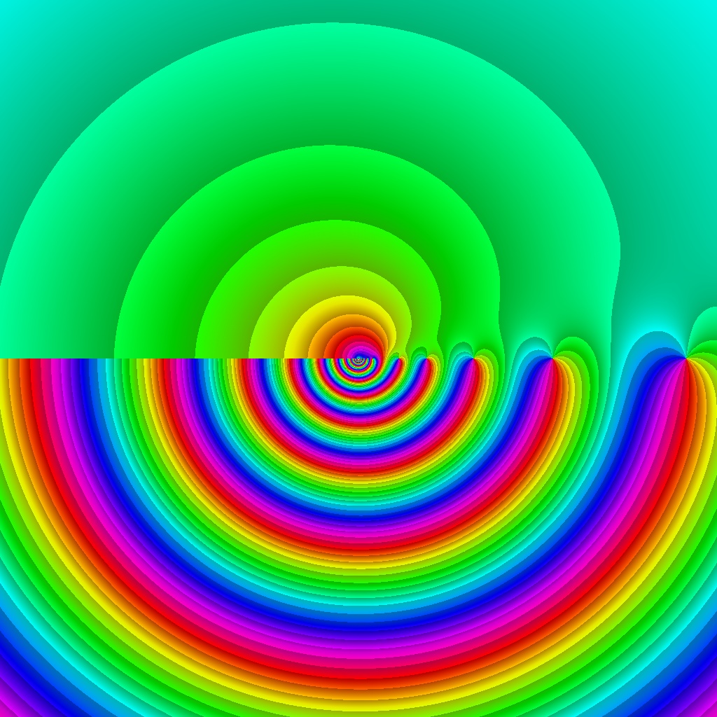 Phase Plot, f(z)=ksum z^k•i, kmax=12, Typ=1, B=[-15, 15]x[-15, 15]