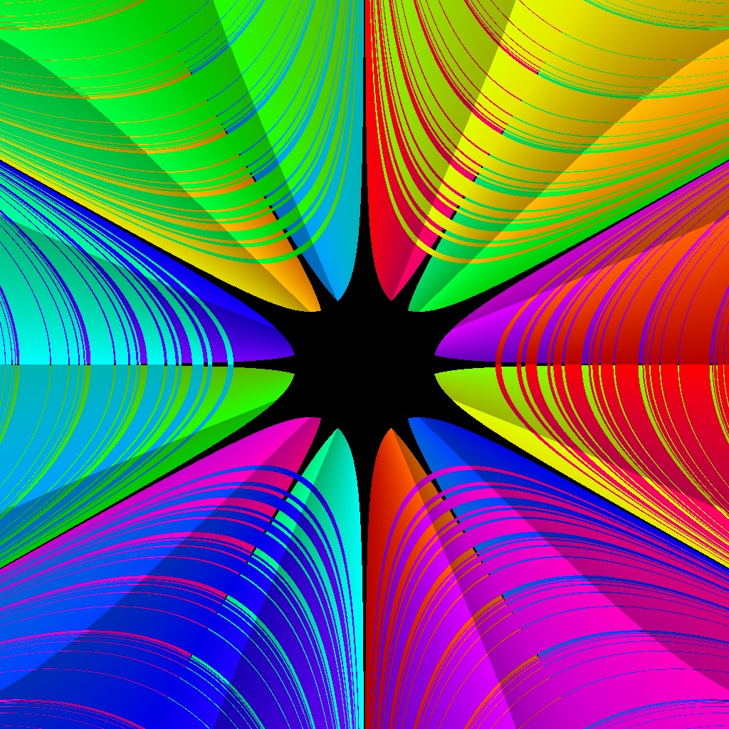 Phase Plot, f(z)=sin(z) div (1-cos(z³)), Typ=1, B=[-0.03, 0.03]x[-0.03, 0.03]