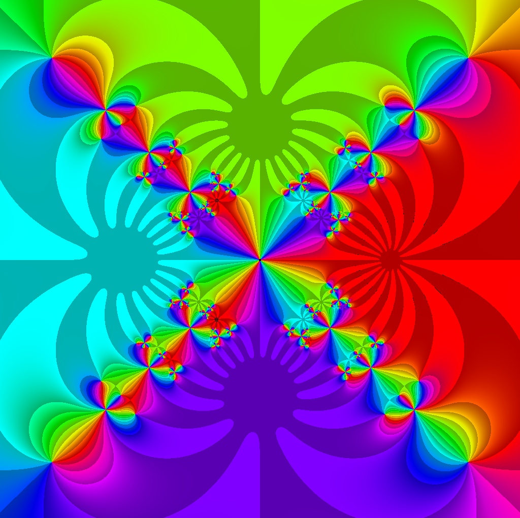 Newton-Verfahren z<sup>4</sup>-1=0, k=4, Typ=1