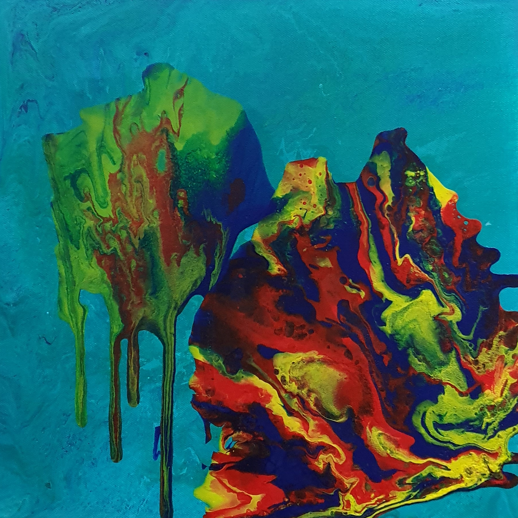 Aquarium, Acrylmischtechnik, 40/40, Leinwand, 2019