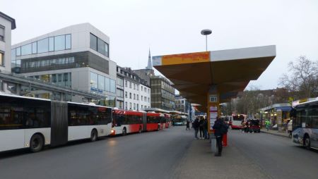 Der „Zentrale Omnibusbahnhof ZOB“ in Bonn