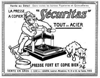 Publicité pour presse à copier "Securitas"