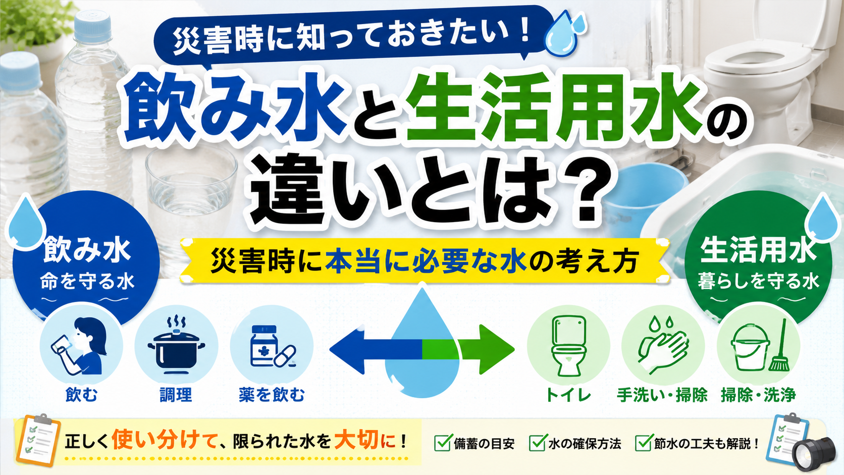 飲み水と生活用水の違いとは？災害時に本当に必要な水の考え方