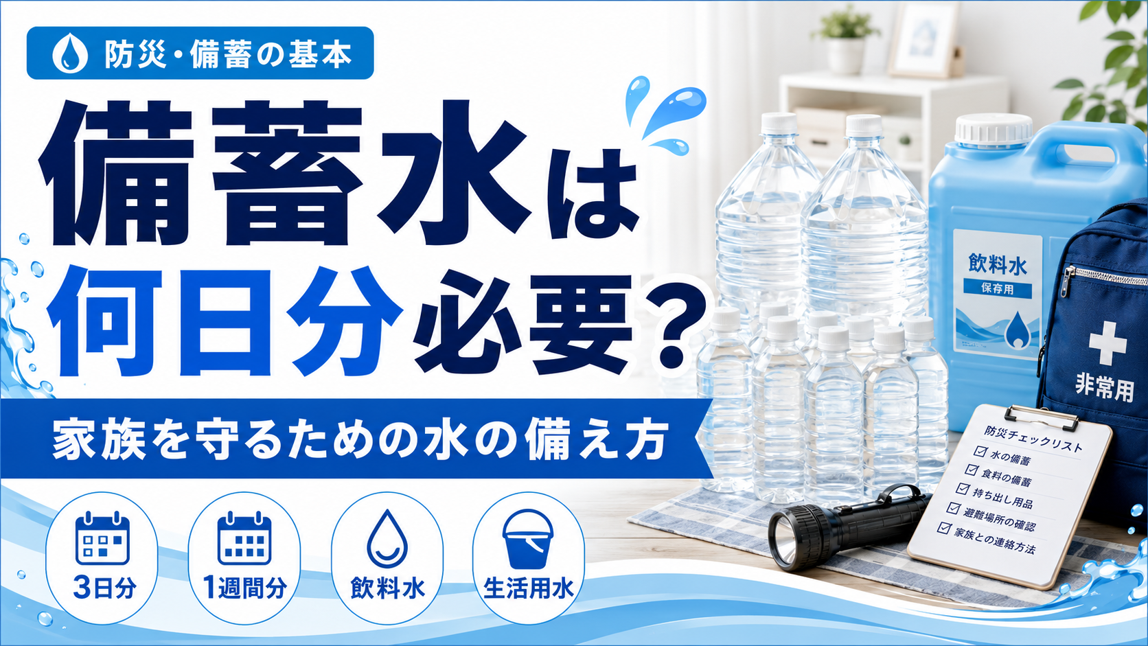 備蓄水は何日分必要？家族を守るための水の備え方