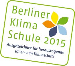 Die Robert-Jungk-Oberschule erhielt, wie schon 2012 die Auszeichnung Berliner Klimaschule.  