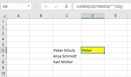 Excel Tipp 8: Vor- und Nachnamen trennen