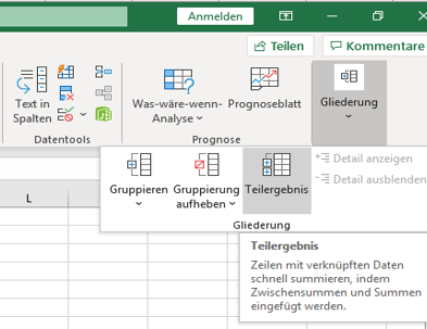 Excel: Zwischensumme anwenden und bilden