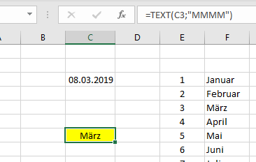 Excel Tipp: Monat aus Datum