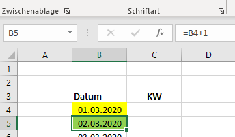 Excel - Kalenderwoche aus Datum