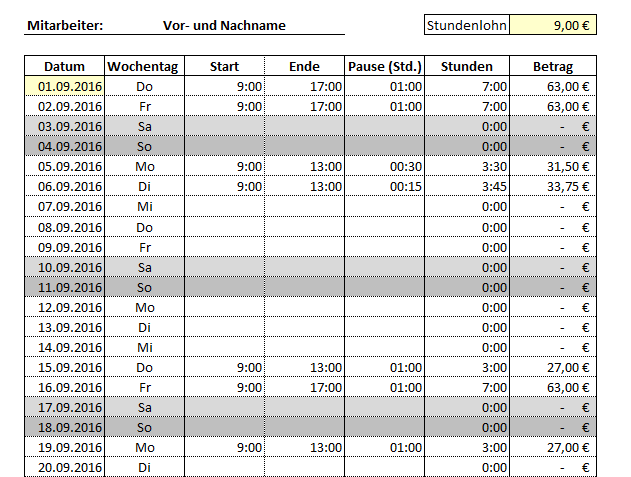 Arbeitszeiterfassung - 9,90 Euro