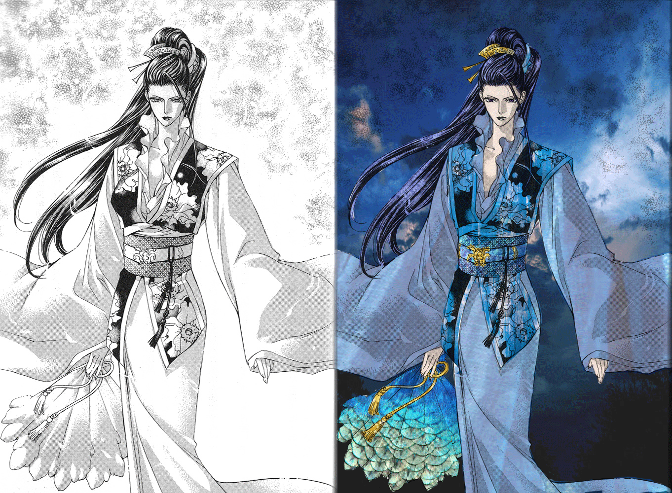 Coloration einer Novelillustration von Ayano Yamane zu "Yuragu Sekai no Chouritsushi", leichte Änderung des Characters von Frau zu Mann