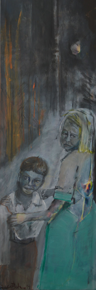 Ausgesetzt, 2014, Öl auf Leinw., 120 x 40