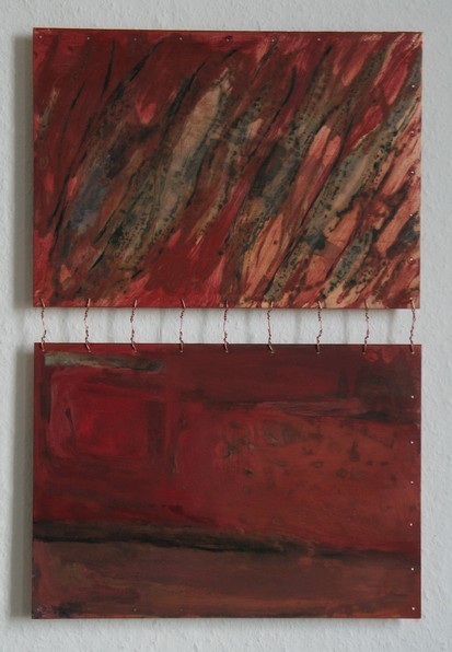 Leben & Tod, 2007, Öl, Grünspan auf Kupferplatte, 51 x 34