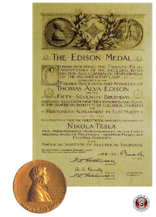 The Edison Medal a Nikola Tesla 18 Maggio 1917