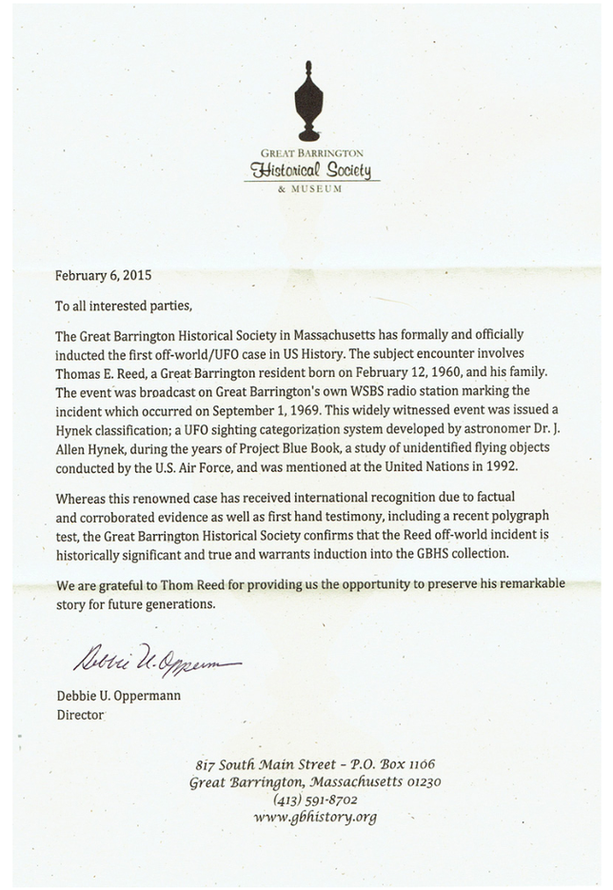 Documento datato 06/02/2016 del Great Barrington Historical Society