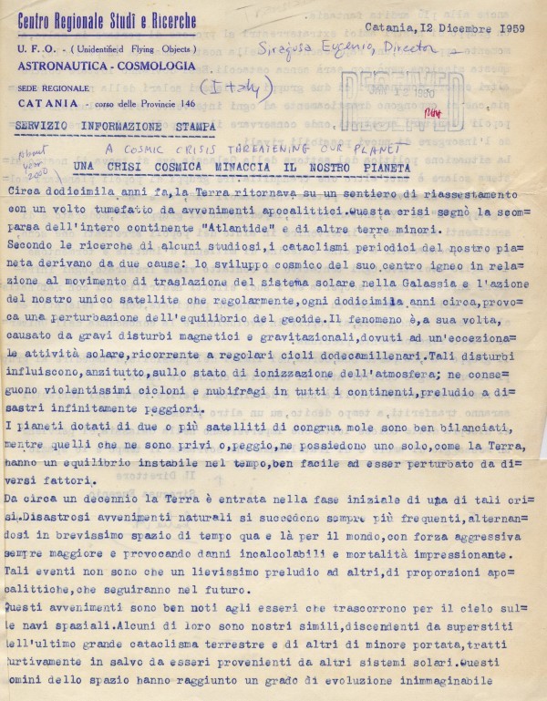 Lettera di Eugenio Siragusa