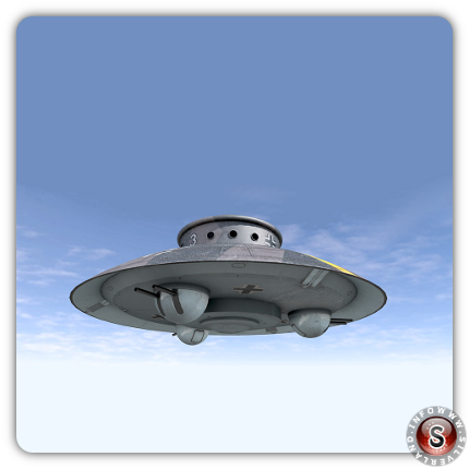 Nazi UFO, oggetto volante in volo - Rielaborazione grafica Silverland
