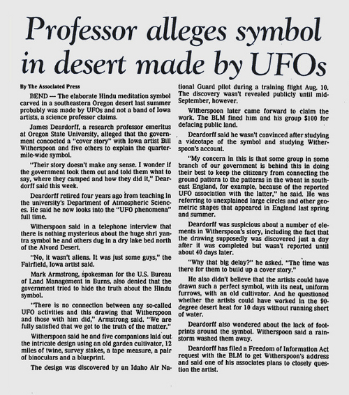 Professor alleges symbol in desert made by UFOs - Associated Press 