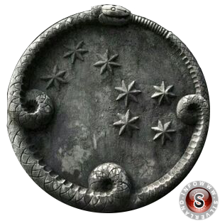 Ouroboros, visto alla Base di Dulce - Le 7 stelle rappresentano le colonie dei rettili nel sistema solare