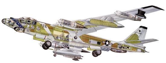Spaccato RB-47 che mostra la capsula del vano bombe per gli EWO.